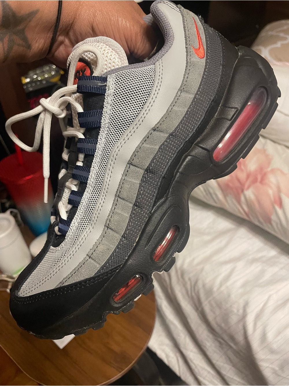 Nike Air Max 95 Men's Gray and Black Sneakers with Orange Accents